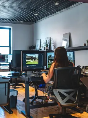 A person working at a computer.