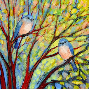 Two Blue Birds in a tree