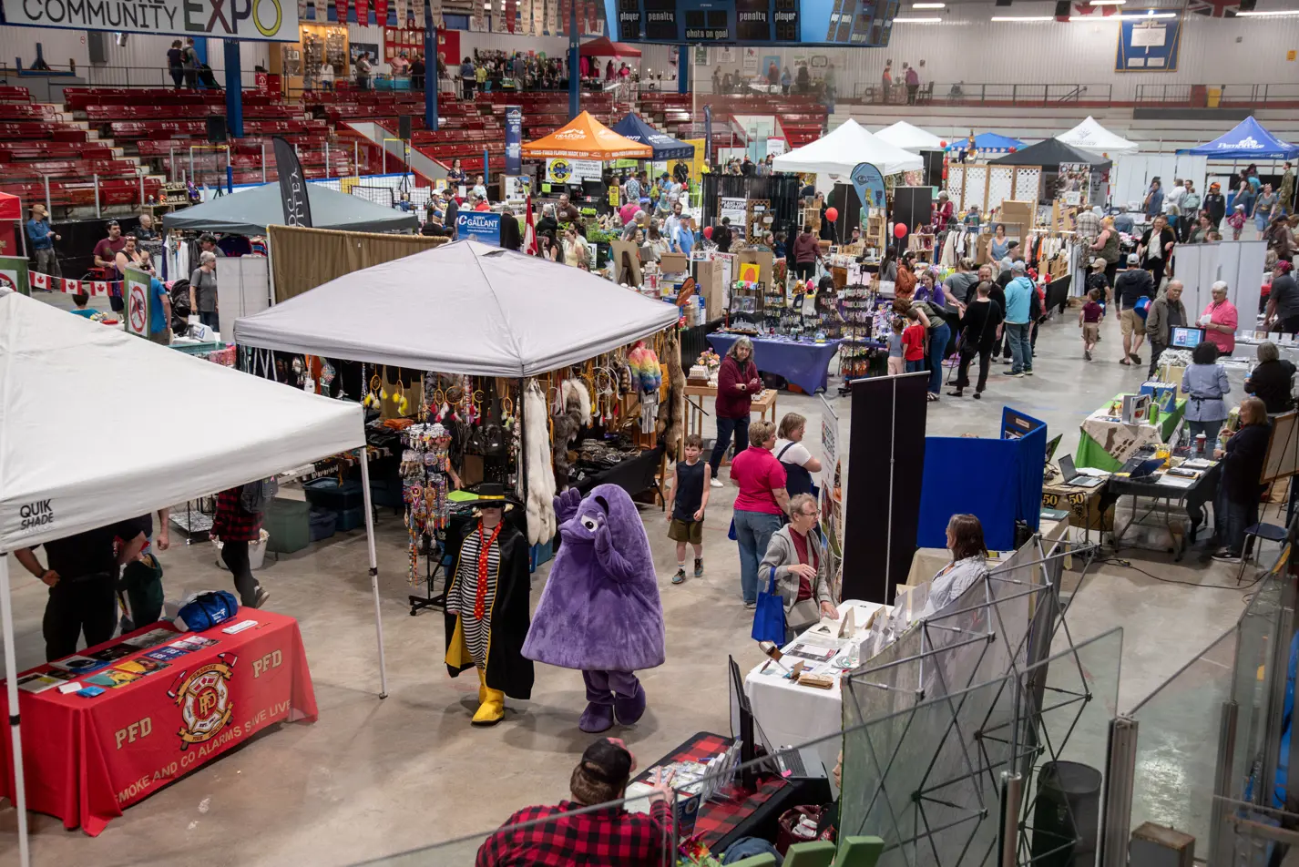 A wide shot of a vendor market.