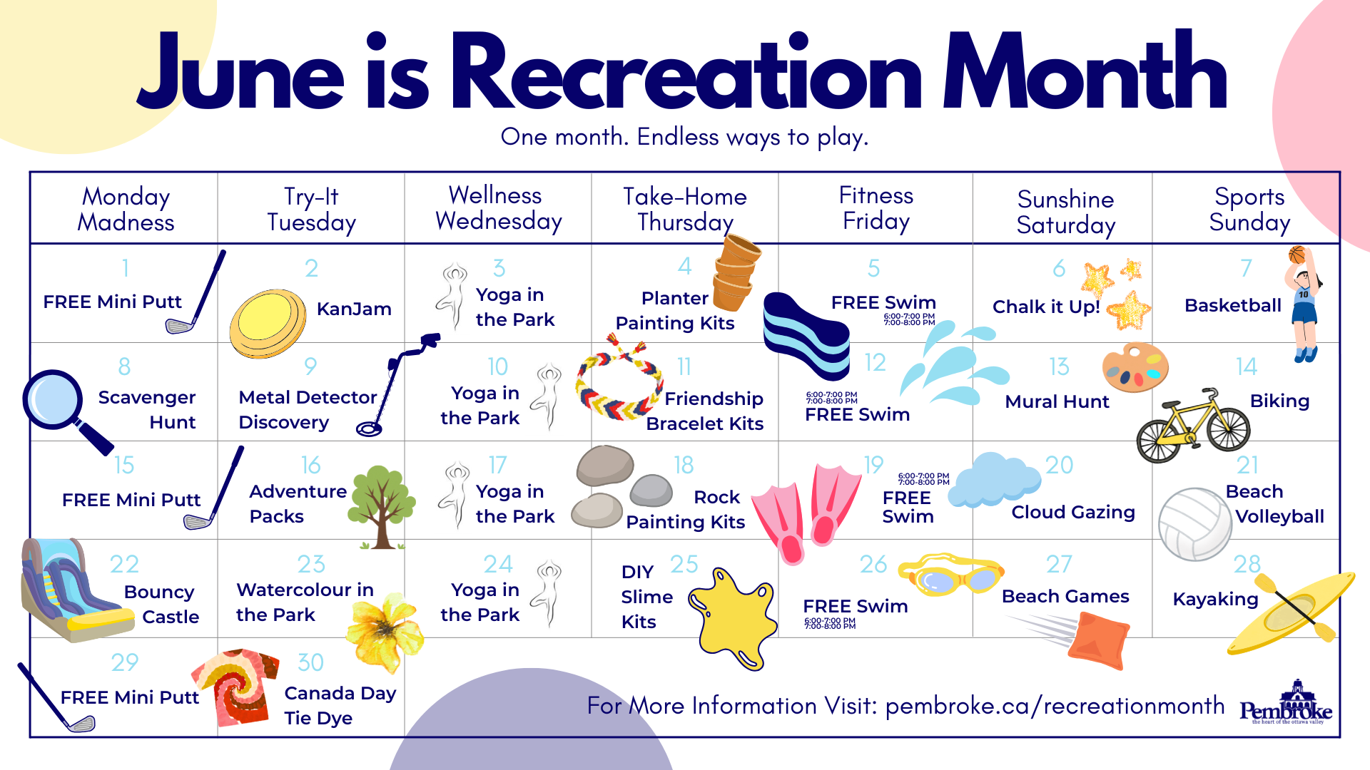 Recreation Month Calendar